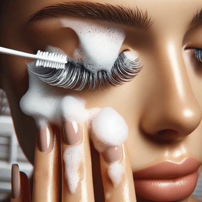 cleaning lash extensions with lash foam cleanser